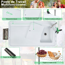 Load image into Gallery viewer, Table de Pêche Pliante avec Robinet Rotatif 360° Table Camping Portable pour Nettoyage Poisson en Acier&amp;HDPE avec Évier et Support de Grille Charge 150KG -