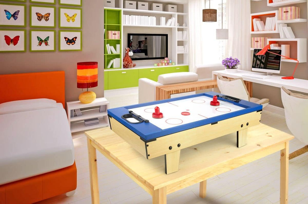 Leomark Table de Babyfoot 4 in 1 Multifonctionnel Jeu de Football,Bilard, Tenis, Hockey Baby-Foot, Baby Foot Table En Bois Jeu de Football Petite Taille Universel