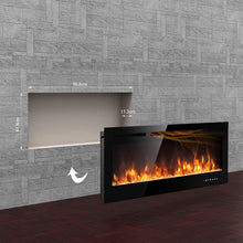 Load image into Gallery viewer, M.C.Haus Cheminée électrique avec écran Tactile et Panneau en Verre coloré pour Insert de Flamme - Chauffage Mural - Télécommande avec Cristal et bûches - 900/1800 W (102 cm, Noir)