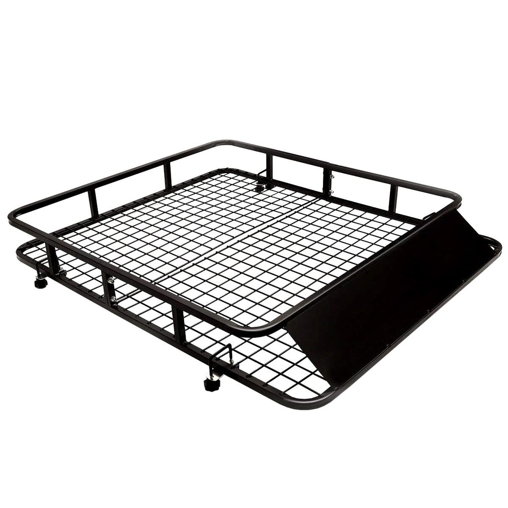 Porte-Bagages de Toit pour Voiture en Mtal 122,5x102CM avec Dflecteur d橝ir Capacit 75 KG Noir Accessoires Automobiles -