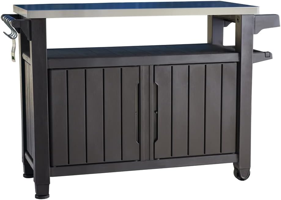Desserte barbecue gris UNITY XL - 207 litres - 134 x 51.7 x 89.6 cm