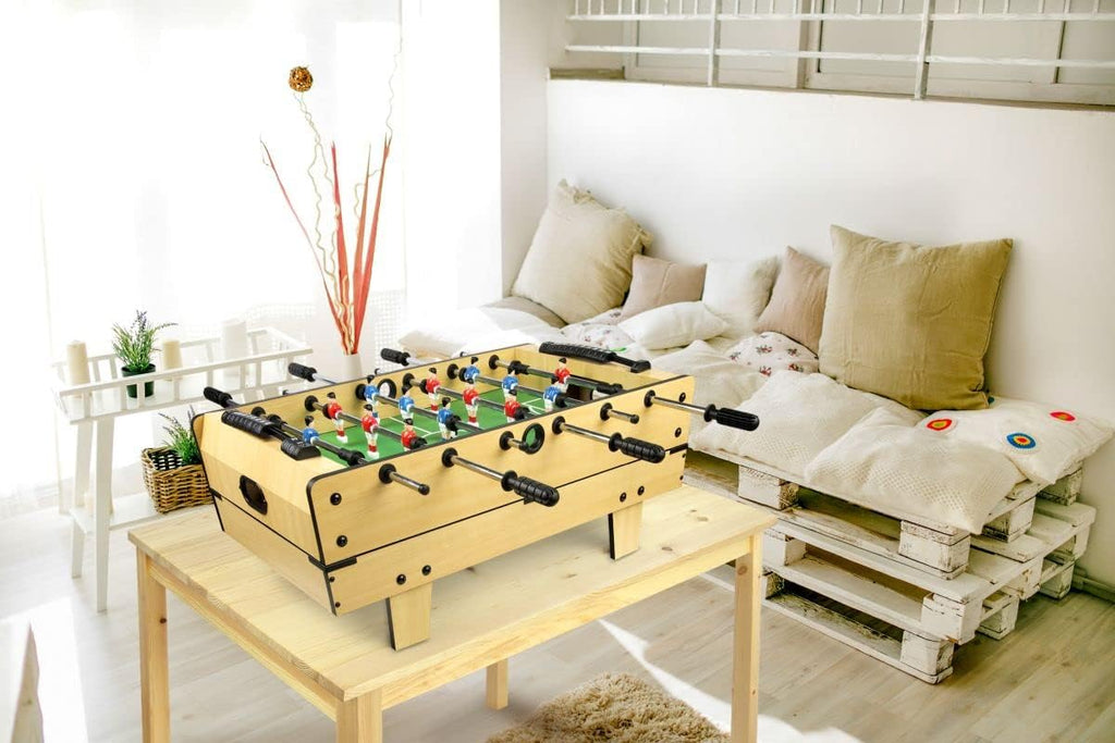 Leomark Table de Babyfoot 4 in 1 Multifonctionnel Jeu de Football,Bilard, Tenis, Hockey Baby-Foot, Baby Foot Table En Bois Jeu de Football Petite Taille Universel