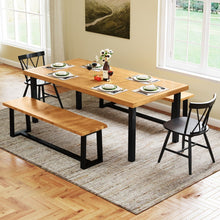 Load image into Gallery viewer, Table de Jardin 200 CM pour 8 Personnes Table Exterieur en Bois d’Acacia avec Trou de Parasol Dia.5 CM Design Latte Pieds en Métal -