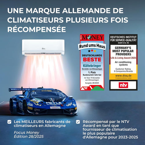 Kältebringer Climatiseur Split - 12000 BTU - 3 5 kW - Avec fonction chauffage WiFi et App - très silencieux & économe en énergie avec support mural - Marque de qualité Allemande
