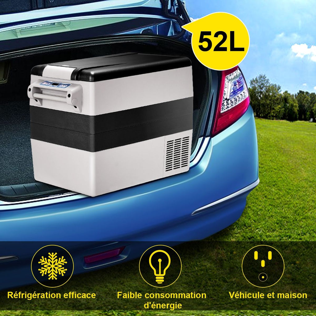 Rfrigrateur 52l de Voiture -20鈩+10鈩Mini Rfrigrateur Portable Ecran Lcd Adaptateur 69x34,5x52,5cm Noir+Gris -