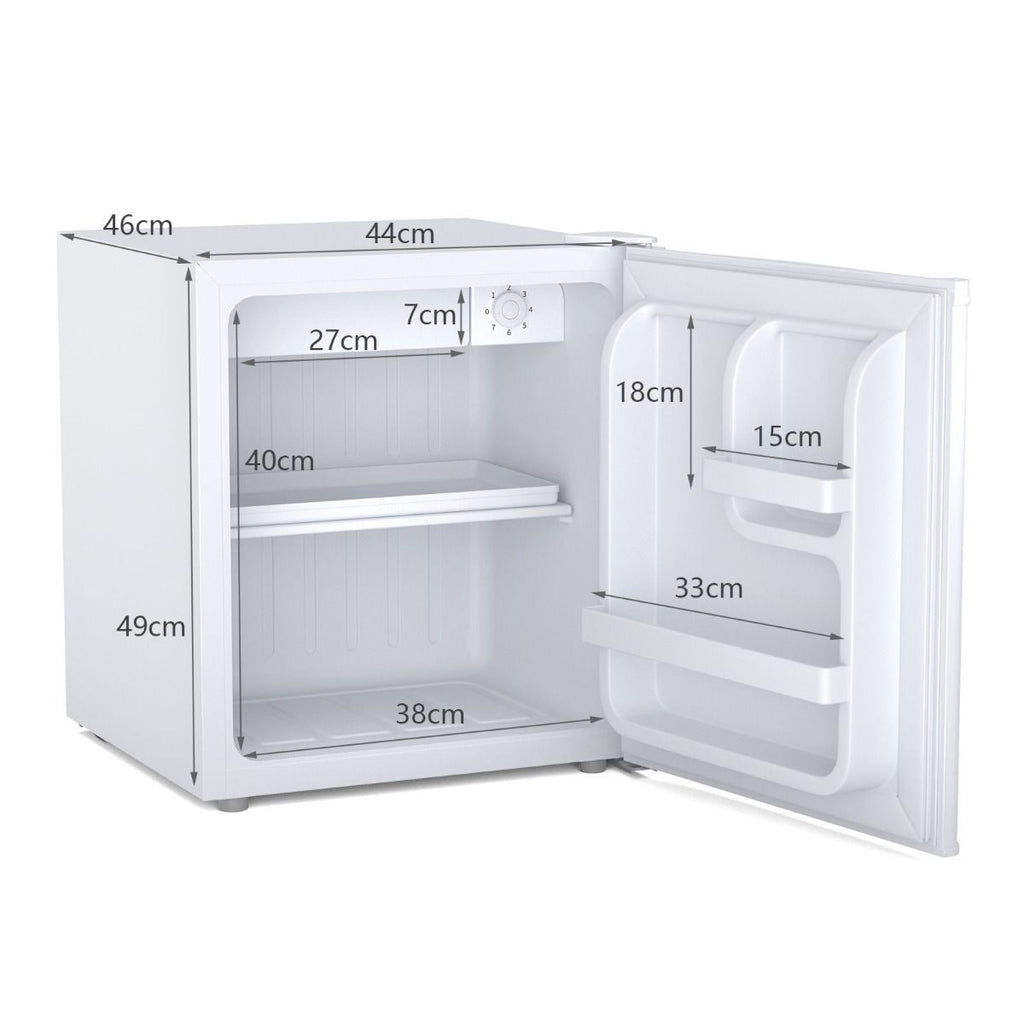 Mini Rfrigrateur 48L,2 niveaux et porte-bouteille,bac  lgumes,Silencieux 230V,46 x 44 x 49 cm,Blanc -