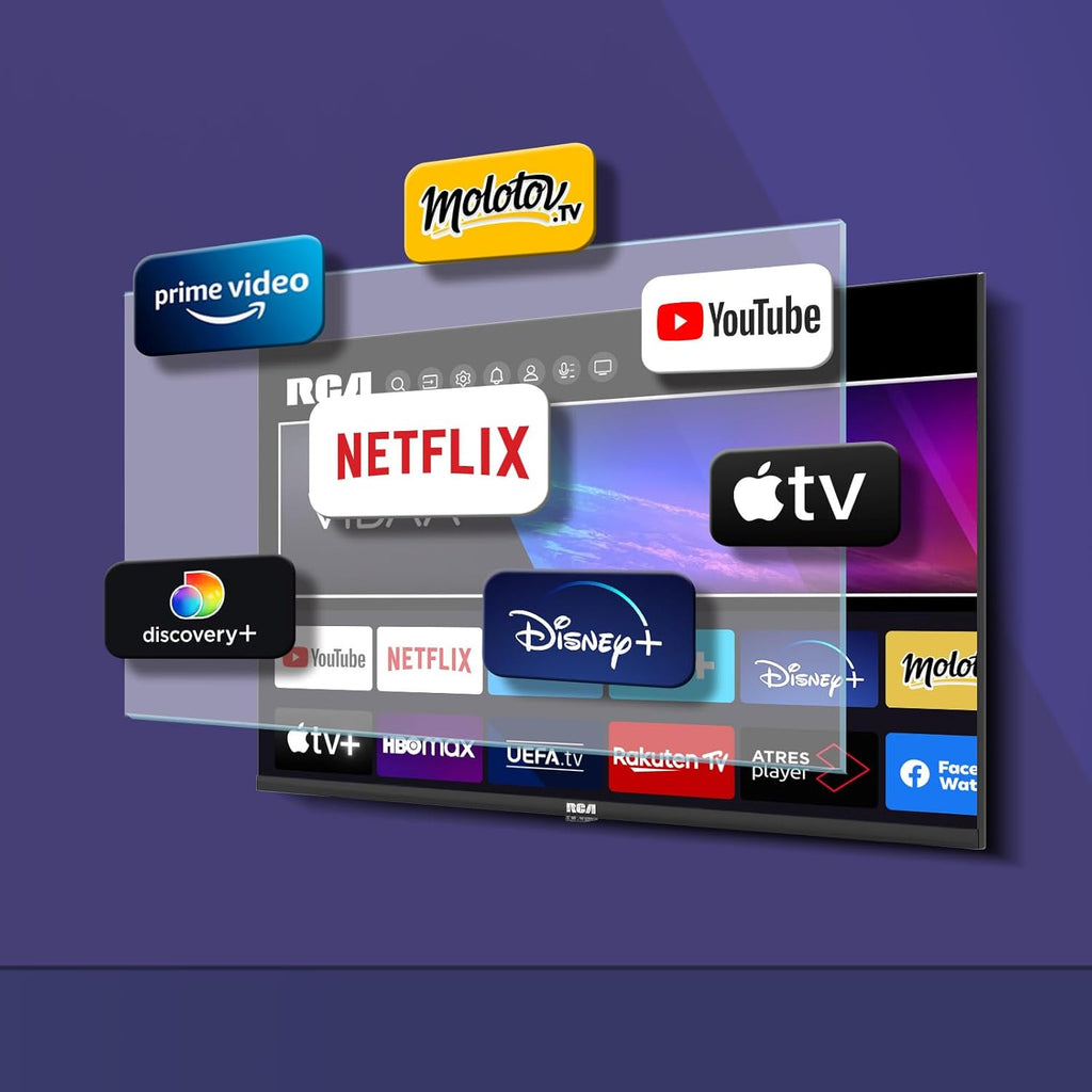 RCA VRS32HQ1 Smart TV 32 Pouces (80 cm) WiFi VIDAA Connectée Téléviseurs sans Bord avec Triple Tuner(DVB-C/S2/-T2) Molotov Netflix Prime Video + Youtube - 2024