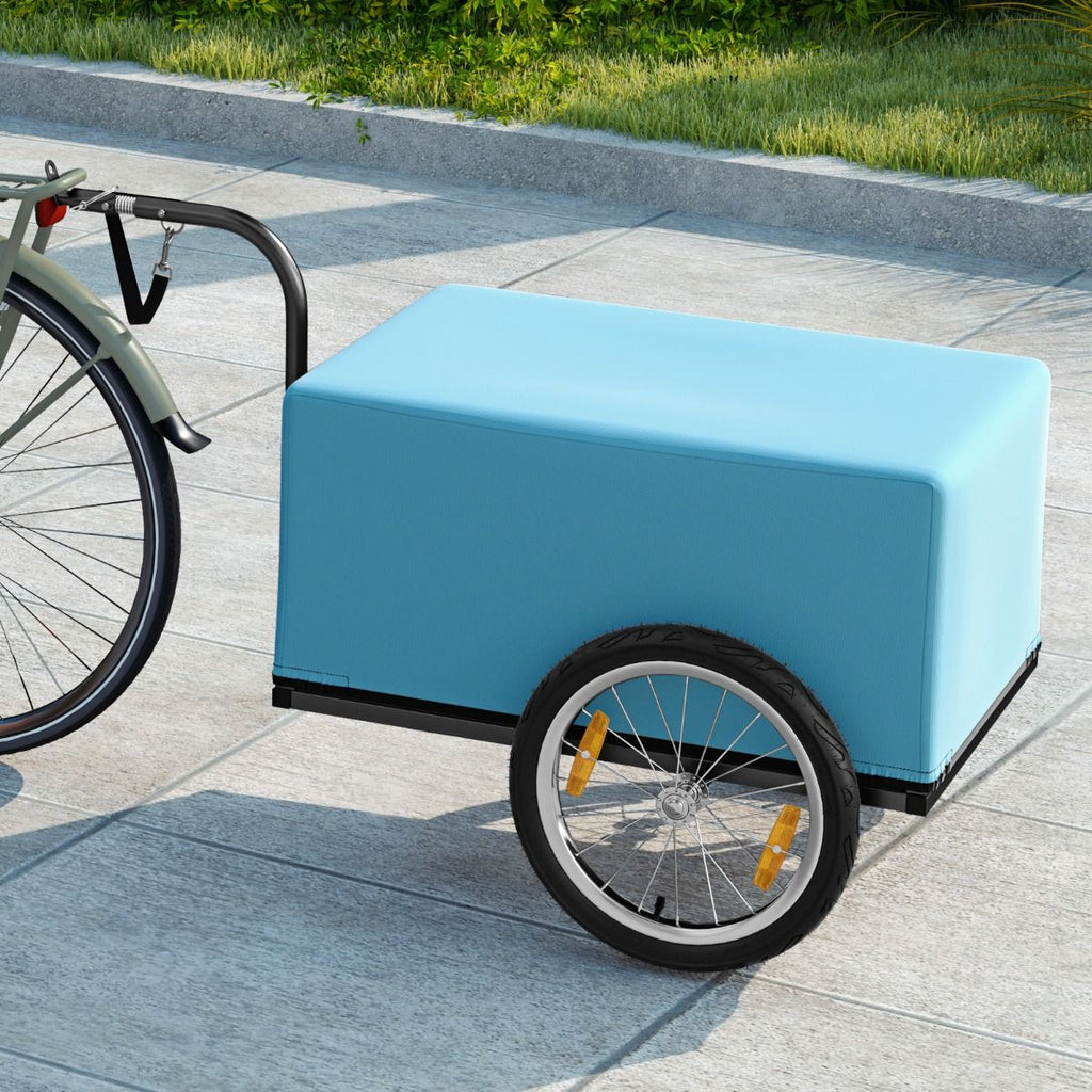Remorque de Vélo avec Cadre Pliable Charge 55 kg Chariot pour Vélo avec Housse en Tissu Oxford Roues à Air de 40 cm Réflecteurs Bleu -