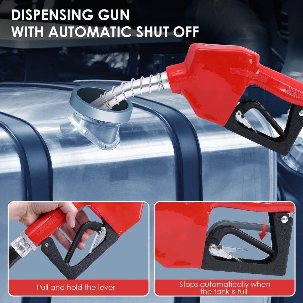 Pompe à diesel 230 V 550 W auto-amorçante - Stations essence mobiles 60/min - Avec tuyaux et pistolet de distribution - Pour voitures camions citernes etc.