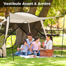 Load image into Gallery viewer, Tente de Camping pour 8-10 Personnes Tente D么me avec Vestibule et Moustiquaire Porte Zippe Tente Portable avec Sac de Transport 300x300x250cm Beige -