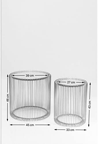 Kare Design Tables d'Appoint Wire, Noir, Rond, Acier, Verre, Diamètre 39 / 27 cm,Table Basse Salon Lot de 2, Table de Salon, Meuble, Deco Intérieur, Decoration Chambre, Maison