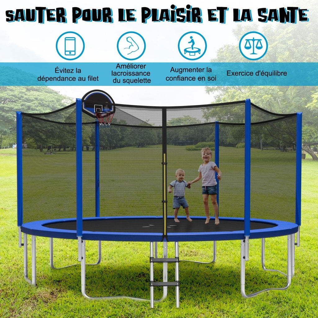 Trampoline d'Extrieur 脴366 cm Trampoline avec Panier de Basket Filet de Protection Trampoline pour Enfants et Adultes -