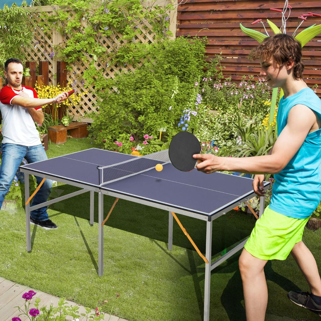 Table de Ping-Pong Pliable Peu Encombrante avec Filet Tennis de Table avec 2 Raquettes 3 Balle Pieds Réglables 180 x 90 x 76 cm -