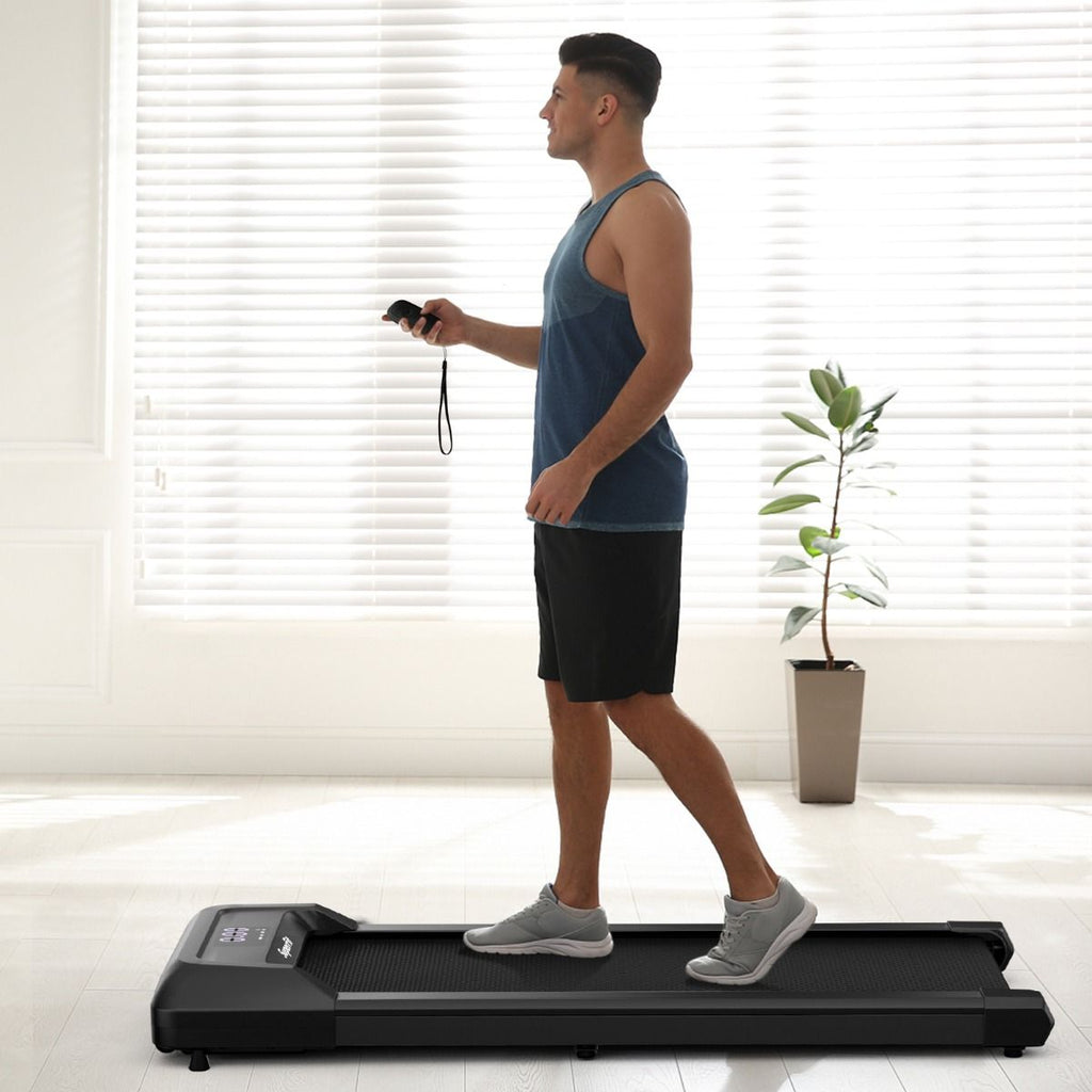 Tapis de Course Mince Tapis de Jogging avec Capacit de 120 Kg Tlcommande et cran Led Inclinable  Roulettes Tapis de Course  Glisser Gris/Noir/Rose -