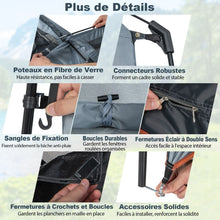 Load image into Gallery viewer, Tente Cabine de Douche Portable 2 Personnes en 2 Parties avec Bâche de Pluie Amovible Corde à Linge Crochet 210x107x210 cm Gris -