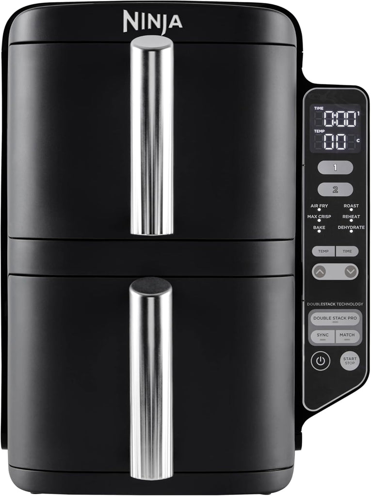 Foodi FlexDrawer Air Fryer,Dual Zone Avec Sparateur Amovible,Grand Tiroir de 10,4 L,7-en-1,Double Zone,Sans Huile,Pices Antiadhsives Compatibles Au Lave-Vaisselle,Noir AF500EU