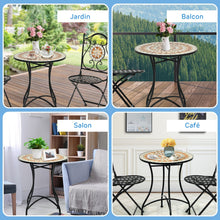 Load image into Gallery viewer, Table de Jardin Style Mosaïque Cadre en Fer et Revêtement Antirouille pour 60 x 60 x 72 CM -