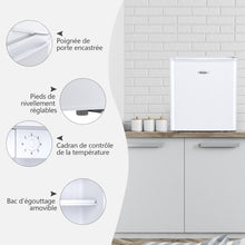 Load image into Gallery viewer, Mini Réfrigérateur 48L,2 niveaux et porte-bouteille,bac à légumes,Silencieux 230V,46 x 44 x 49 cm,Blanc -