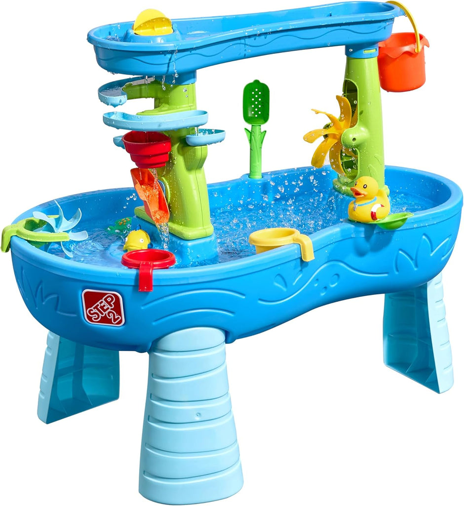 Rain Shower Splash Table d'eau avec 13 Accessoires - Bleu & Vert | Table Jeux d'eau | Table d’activité pour Le Jardin,Table Activité Eau | Table d'eau Extérieur