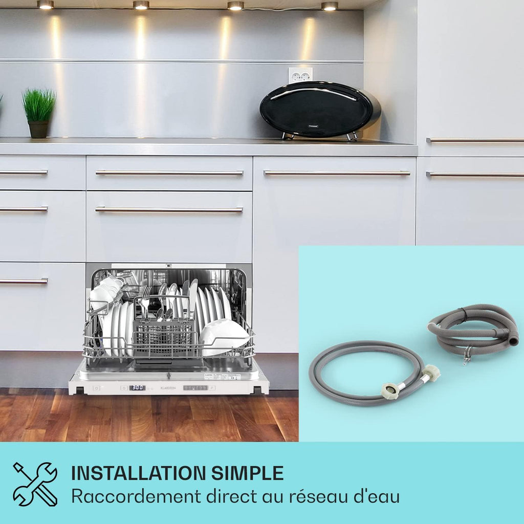 Mini Lave Vaisselle de Table de 8 Couvert,Silencieux,6 Programmes de Lavage,Portable,Facile à Installer pour la Maison et Bureau -