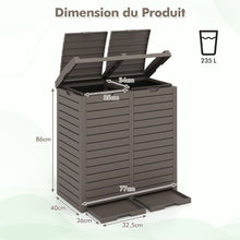 Load image into Gallery viewer, Poubelle d'Extérieur 135 L Poubelle Etanche à Double Seau Couvercle à Plusieurs Niveaux Bac d'Egouttage Poignée Découpée Poubelle Marron -
