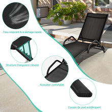 Load image into Gallery viewer, Lot de 2 Bains de Soleil Inclinables d'Extrieur avec Accoudoirs et Dossier Rglable  5 Positions Charge 160 kg Noir -
