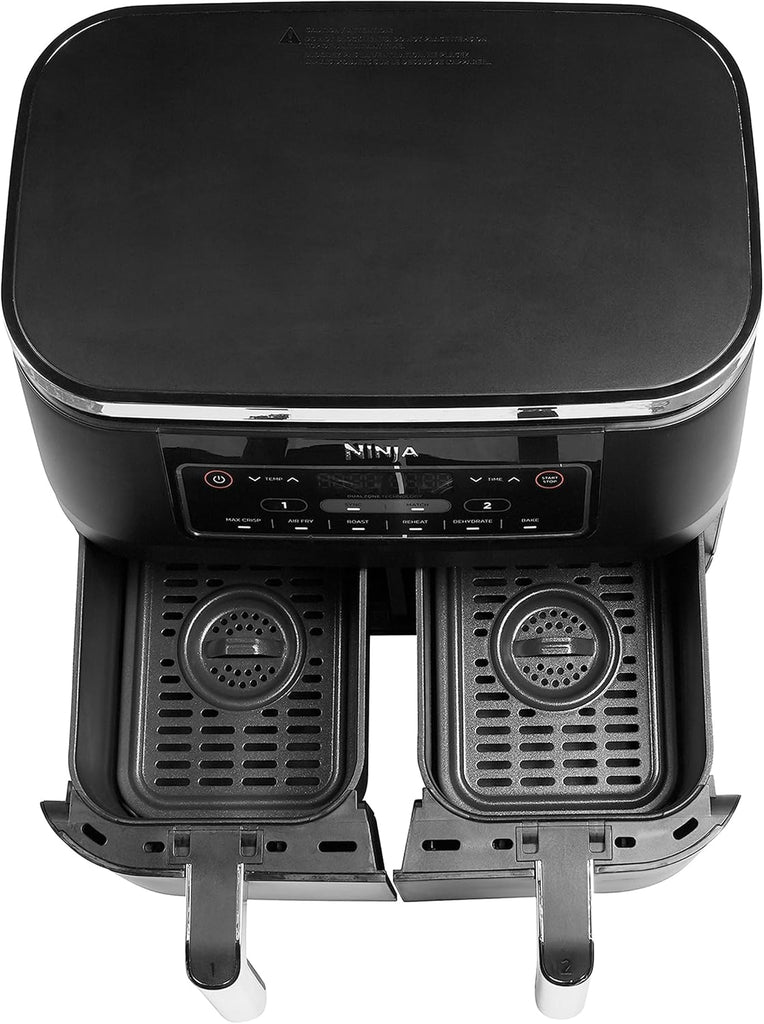 Foodi FlexDrawer Air Fryer,Dual Zone Avec Sparateur Amovible,Grand Tiroir de 10,4 L,7-en-1,Double Zone,Sans Huile,Pices Antiadhsives Compatibles Au Lave-Vaisselle,Noir AF500EU