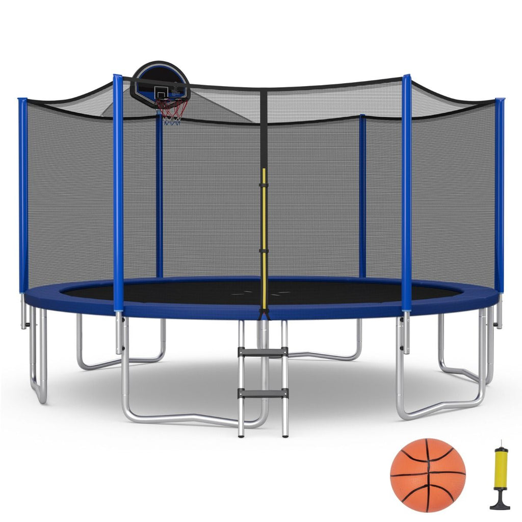 Trampoline d'Extérieur Ø366 cm Trampoline avec Panier de Basket Filet de Protection Trampoline pour Enfants et Adultes -