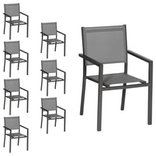Load image into Gallery viewer, Lot de 8 chaises en aluminium anthracite - textilne gris -