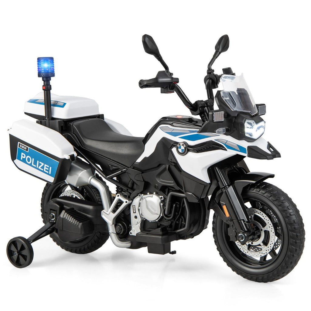 Moto Électrique 12V/7AH pour Enfants 6km/h Modèle Policier avec Klaxon Musique Sirène Phares pour 3-8 Ans -