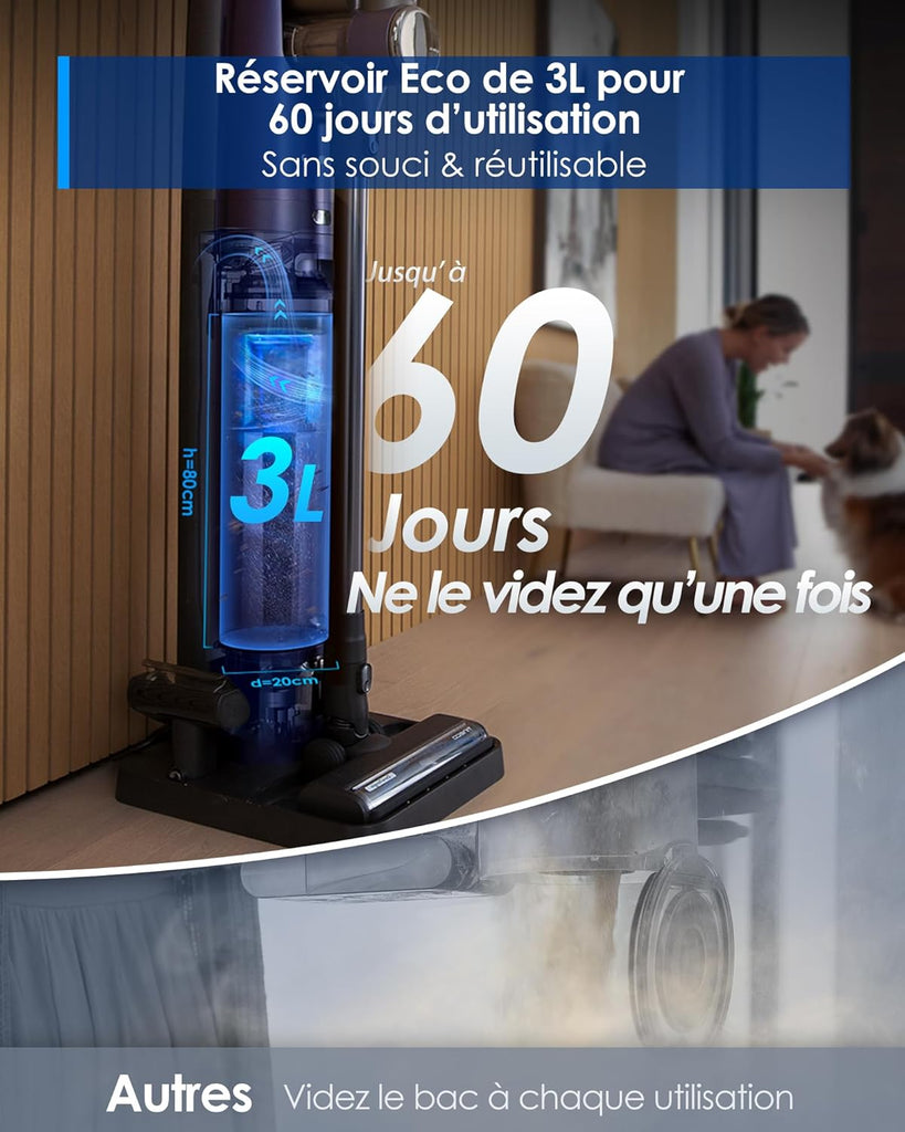 Tineco Pure One Station Pet Aspirateur Balai sans Fil avec Auto-Nettoyage, Brosse ZeroTangle pour Les Poils d’Animaux, Nettoyage des sols durs, Tapis, Carrelage, Toilettage des Animaux, Léger