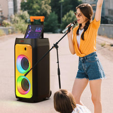 Load image into Gallery viewer, JYX Machine Karaoké pour Adultes, Enceinte Karaoké Bluetooth Portable avec 2 Microphones sans Fil, Party Box Idéale pour Les réunions de Famille/Le Camping en Plein Air