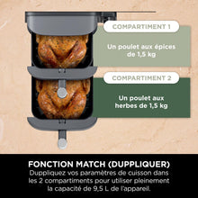 Load image into Gallery viewer, Foodi FlexDrawer Air Fryer,Dual Zone Avec Sparateur Amovible,Grand Tiroir de 10,4 L,7-en-1,Double Zone,Sans Huile,Pices Antiadhsives Compatibles Au Lave-Vaisselle,Noir AF500EU