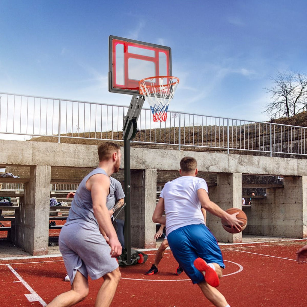 Panier de Basketball sur Pieds avec Hauteur Réglable 1,55-3,1m Support de Basketball avec Panneau Arrière en PE pour Enfants et Jaunes -
