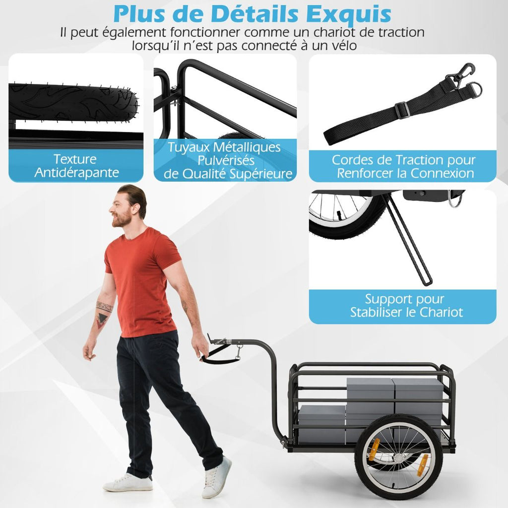 Remorque de Vlo avec Cadre Pliable Charge 55 kg Chariot pour Vlo avec Housse en Tissu Oxford Roues  Air de 40聽cm Rflecteurs Bleu -