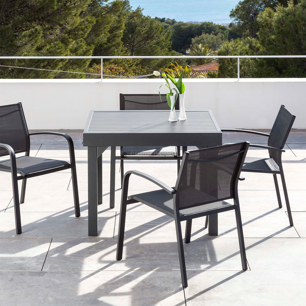 Table de jardin extensible en aluminium 8 places (90/180 x 90 cm) Murano Gris anthracite - Action-sport36 -
