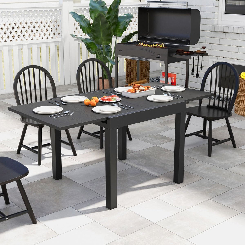 Table de Jardin Extensible en Aluminium Ajustable de 80 à 160 CM Table à Manger Rectangulaire pour 4-6 Personnes Gris/Naturel -