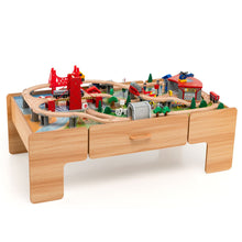 Load image into Gallery viewer, Table Circuit Train en Bois 100 Accessoires avec Tiroir de Rangement Jouet Educative pour Enfants 3 Ans + -