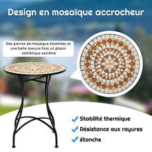Load image into Gallery viewer, Table de Jardin Style Mosaïque Cadre en Fer et Revêtement Antirouille pour 60 x 60 x 72 CM -