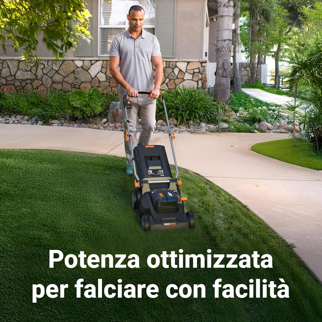 Pack Pro+ Tondeuse à Gazon 40V 460m² + Coupe-Bordures 20V + 2 Batteries 4Ah et 1 Batterie 2Ah + Chargeur Double et Chargeur Simple (Idéal pour l'Entretien du Jardin)