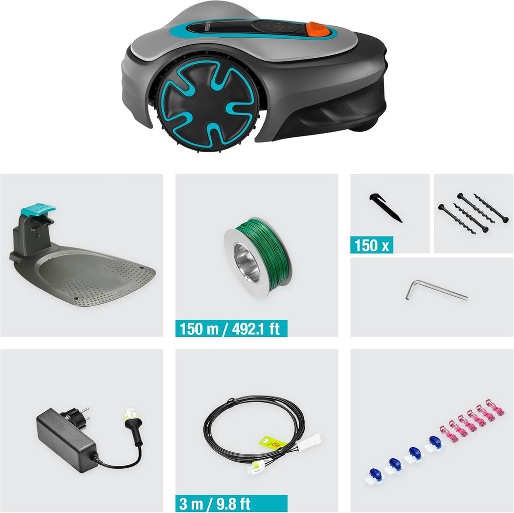 Tondeuse robot SILENO minimo 250 m² : Tondeuse intelligente avec connectivité optimale Programmable avec l'application Bluetooth® ,Version FR/NL (15201-26)