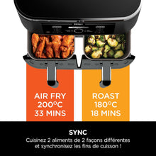 Load image into Gallery viewer, Foodi FlexDrawer Air Fryer,Dual Zone Avec Sparateur Amovible,Grand Tiroir de 10,4 L,7-en-1,Double Zone,Sans Huile,Pices Antiadhsives Compatibles Au Lave-Vaisselle,Noir AF500EU
