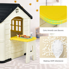 Load image into Gallery viewer, Maison Chef House -Thme Burger Bar - Table de Pique Nique Cabane de Jardin Anti-UV en Plastique 164x124x132 cm Bleu/Rose/Jaune -