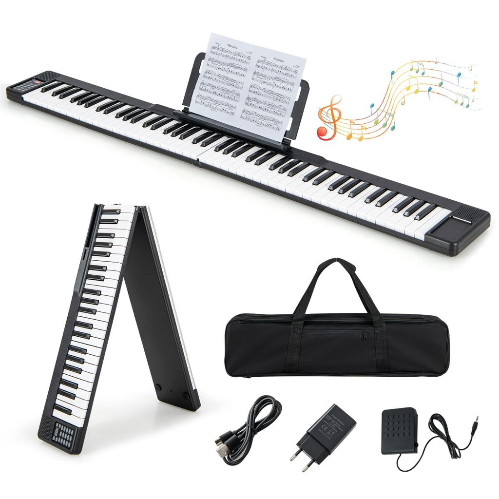 Piano Numérique Pliable à 88 Touches avec Fonction Bluetooth MIDI Clavier Électronique Portable avec Pédale de Sustain Sac de Transport -