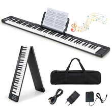 Load image into Gallery viewer, Piano Numérique Pliable à 88 Touches avec Fonction Bluetooth MIDI Clavier Électronique Portable avec Pédale de Sustain Sac de Transport -