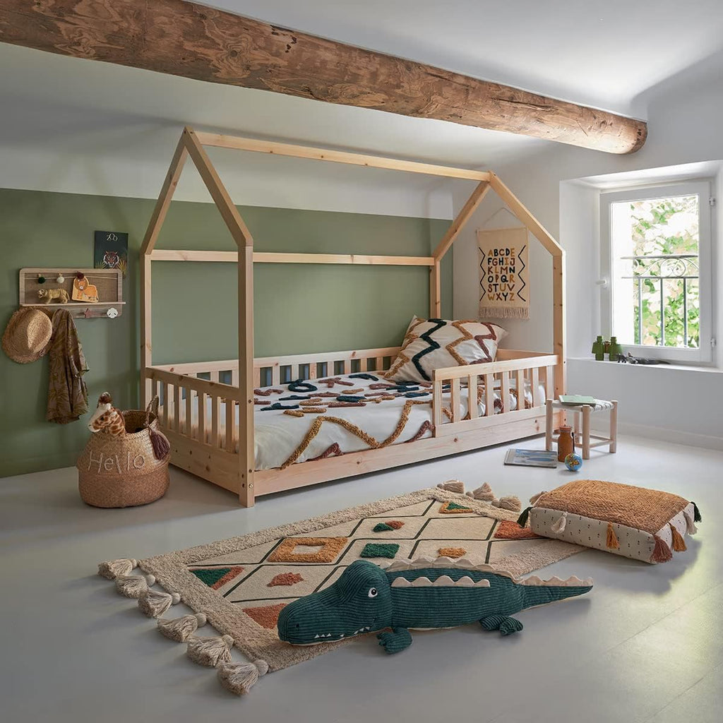 Lit cabane enfant Atmosphera Bosco 90 x 190 cm + matelas 90 x 190 cm Blanc
