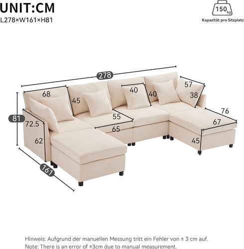 Seyakany Canapé d'angle Convertible,canapé Convertible 4 Places,en Tissu Chenille avec Repose-Pieds Amovible,canapé Quatre Places en L en U,adapté à la Maison,au Salon,à l'appartement