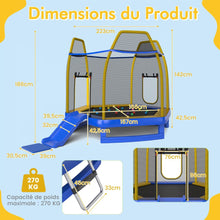 Load image into Gallery viewer, Trampoline Extérieur Ø 223cm avec Toboggan&amp;Echelle avec Filet de Sécurité 2 Portes en U Charge 270kg pour 2-3 Enfants de 3 Ans+ Bleu/Vert -