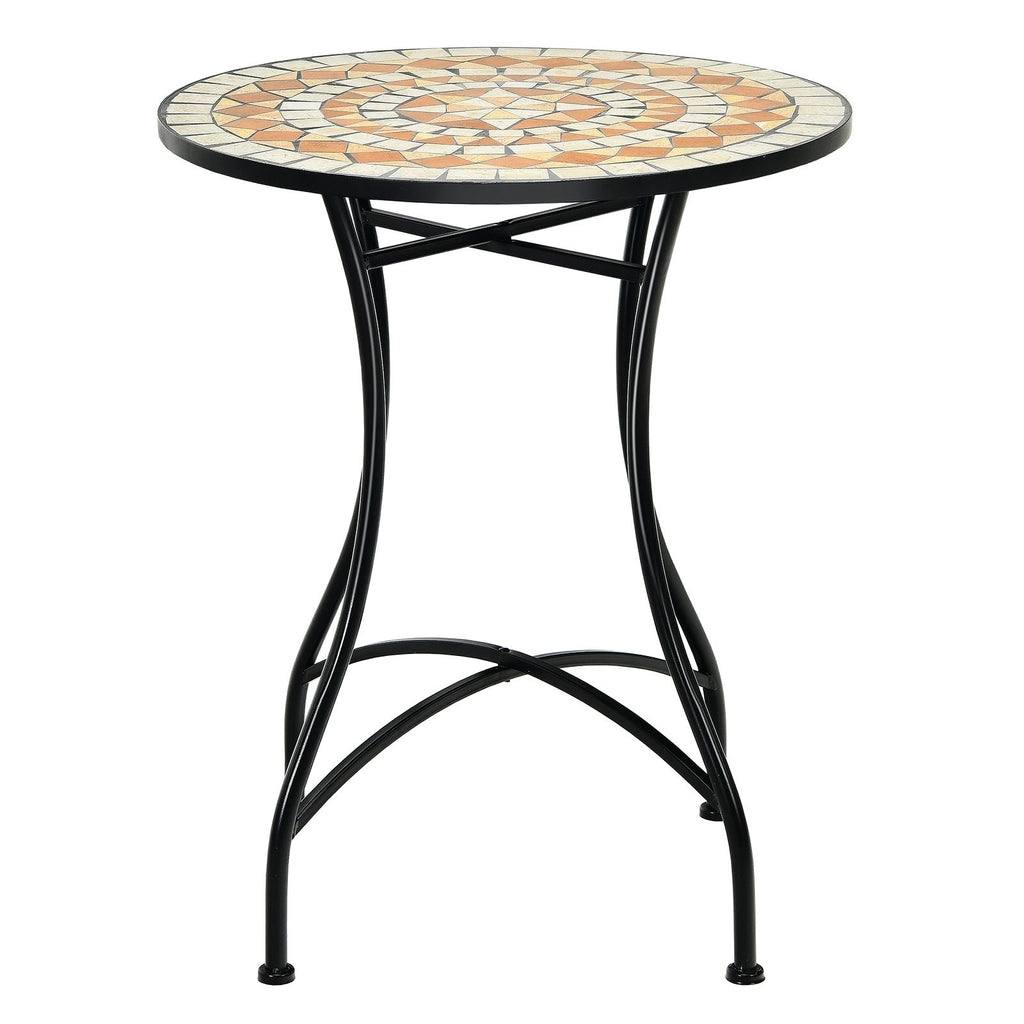 Table de Jardin Style Mosa茂que Cadre en Fer et Rev锚tement Antirouille pour 60 x 60 x 72 CM -