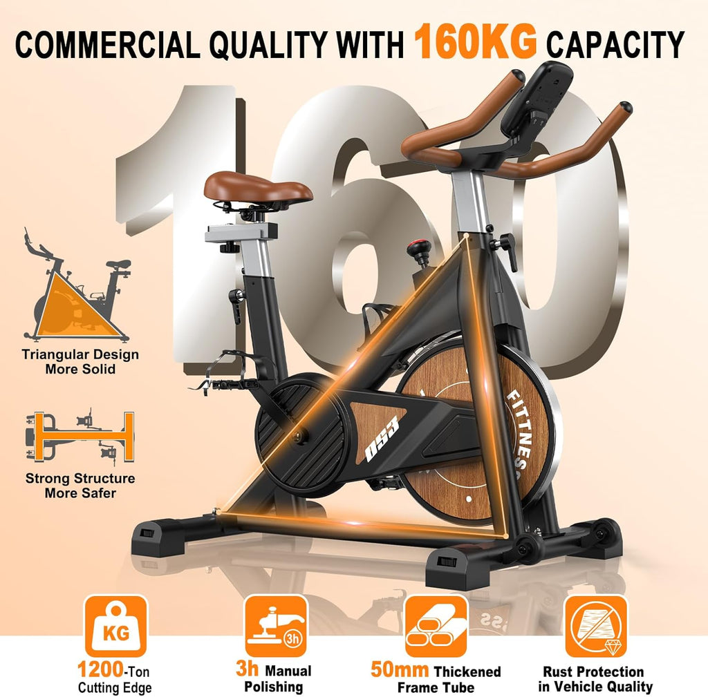 MettleMatic Vélo d'appartement ergomètre avec Bluetooth : vélo d'appartement avec résistance magnétique - Vélo de fitness d'intérieur avec écran LCD - Charge maximale : 160 kg